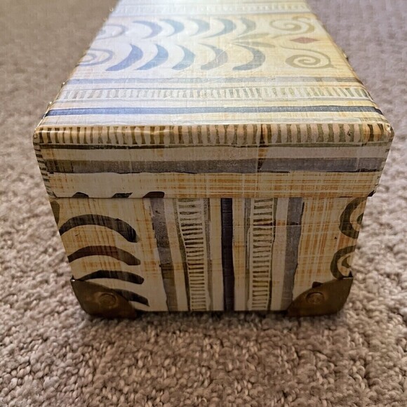 Rustic Chic Jewelry Box Mirrored Gold Clasp Storage Photos Trinkets Brown Ethnic - Picture 6 of 10